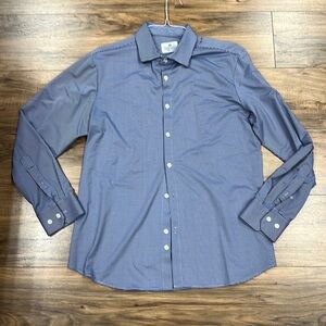 MIZZEN + MAIN | navy/wht gingham tailored dress shirt/button up/down STRET…